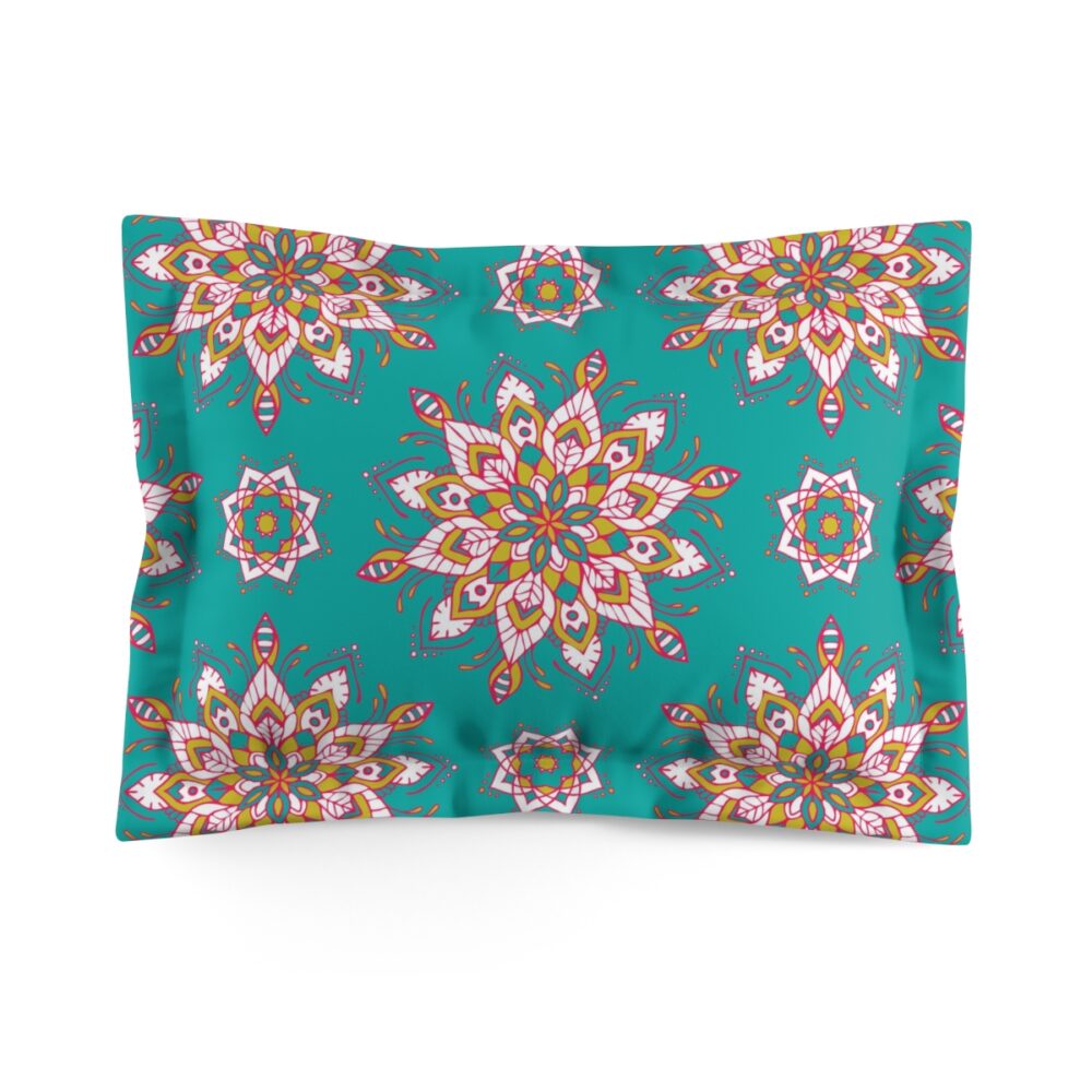 Teal Blue Flowers Pillow Shams