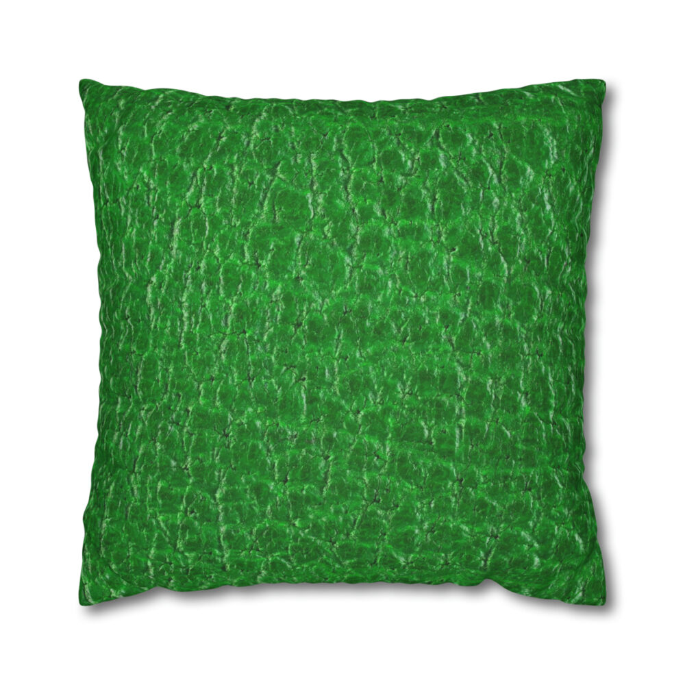 Dark Green Leather Textured Pillow Covers