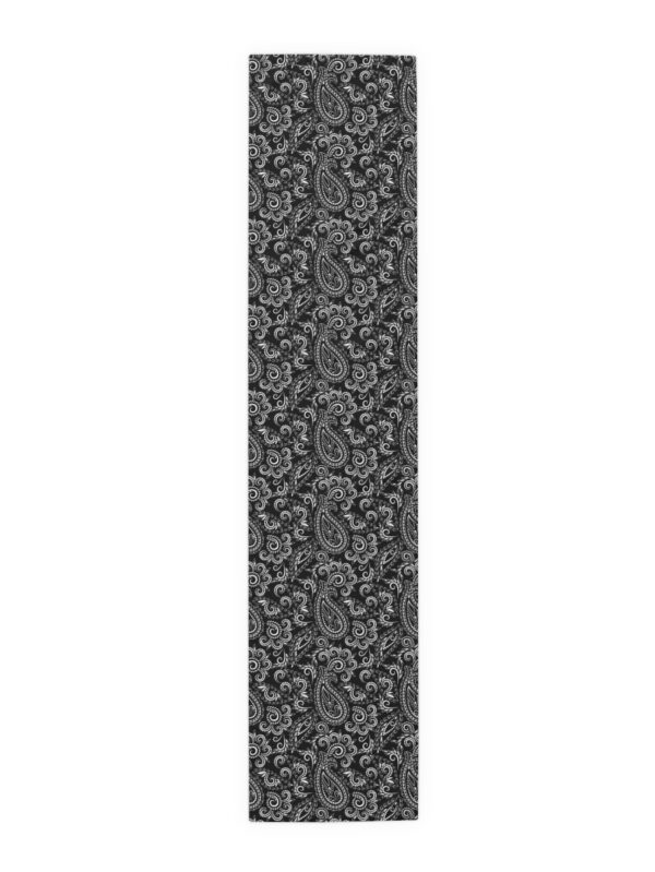 Traditional Black Paisley Flower Dining Table Runners - Image 11