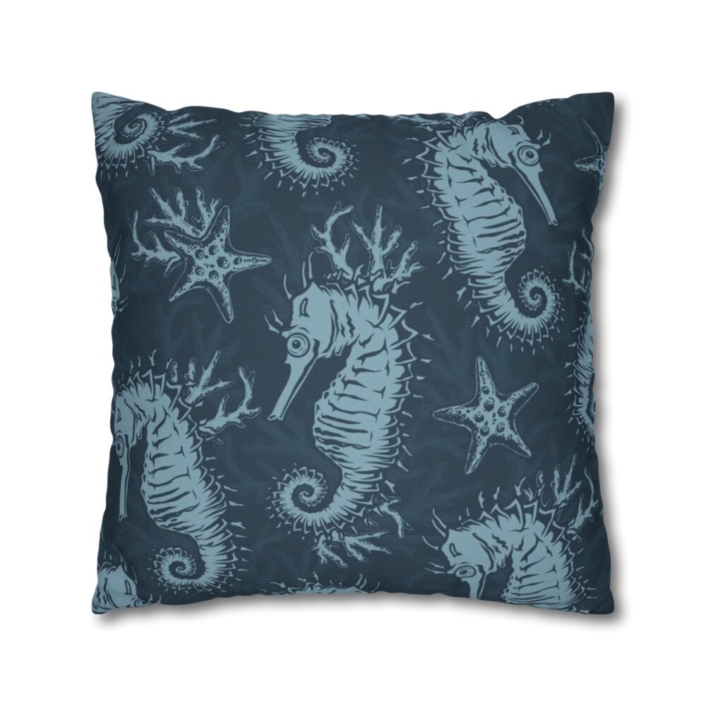 Blue Seahorse Throw Pillow cover